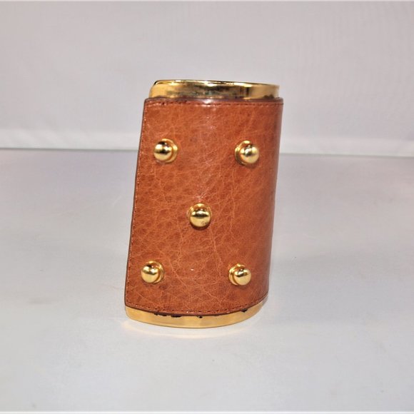 Vince Camuto X-Wide Leather Studded Cuff Bangle - Picture 3 of 7